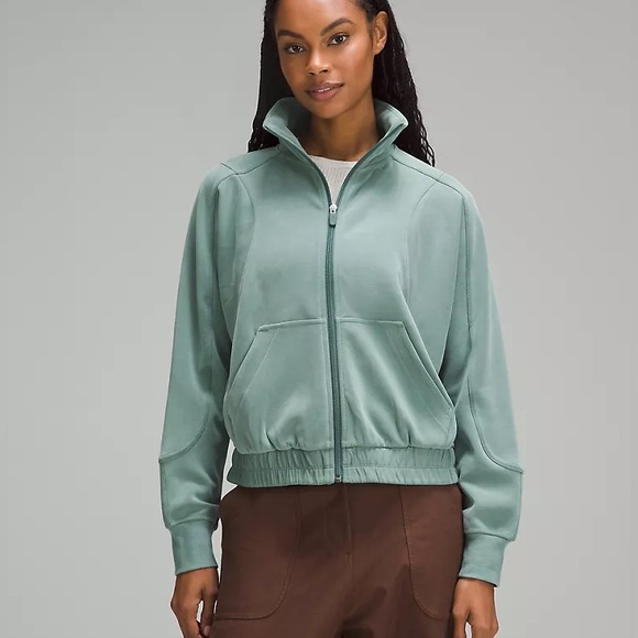 lululemon athletica Tops - Lululemon Brushed Softstreme Funnel-Neck Zip Up - Green
